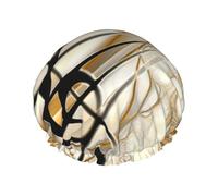 Gorro de ducha impermeable con banda elástica, gorro de ducha reutilizable de doble capa para mujer,Nota musical