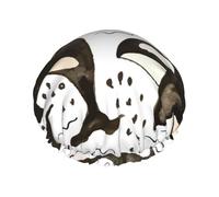 Gorro de ducha impermeable con banda elástica, gorro de ducha reutilizable de doble capa para mujer,Orcas de acuarela