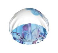 Gorro de ducha impermeable con banda elástica, gorro de ducha reutilizable de doble capa para mujer,Orquídeas Flores Naturales
