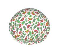Gorro de ducha impermeable con banda elástica, gorro de ducha reutilizable de doble capa para mujer,Patrón brillante de estilo mexicano con cactus