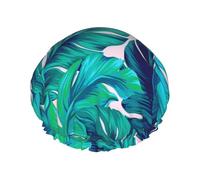 Gorro de ducha impermeable con banda elástica, gorro de ducha reutilizable de doble capa para mujer,Palmera tropical