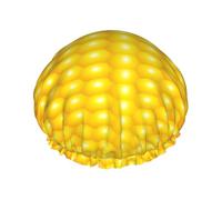 Gorro de ducha impermeable con banda elástica, gorro de ducha reutilizable de doble capa para mujer,Patrón de mazorcas de maíz frescas y maduras