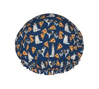Gorro de ducha impermeable con banda elástica, gorro de ducha reutilizable de doble capa para mujer,Pizza Blue Merle Lindo Border Collie Perros lindos Mejor