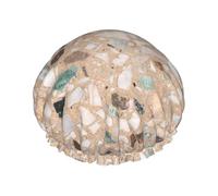 Gorro de ducha impermeable con banda elástica, gorro de ducha reutilizable de doble capa para mujer,Piedra natural terrazo