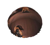 Gorro de ducha impermeable con banda elástica, gorro de ducha reutilizable de doble capa para mujer,Perro bóxer tranquilo y mentiroso