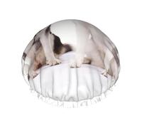 Gorro de ducha impermeable con banda elástica, gorro de ducha reutilizable de doble capa para mujer,Perros husky impresos
