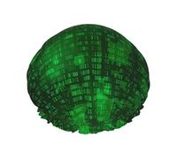 Gorro de ducha impermeable con banda elástica, gorro de ducha reutilizable de doble capa para mujer,Programador de codificación de datos binarios