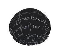 Gorro de ducha impermeable con banda elástica, gorro de ducha reutilizable de doble capa para mujer,Patrón de fórmulas trigonométricas