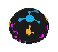 Gorro de ducha impermeable con banda elástica, gorro de ducha reutilizable de doble capa para mujer,Química Estructura Atómica Molecular