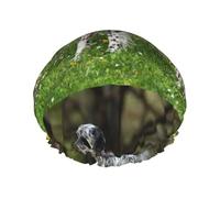 Gorro de ducha impermeable con banda elástica, gorro de ducha reutilizable de doble capa para mujer,Setter Inglés Césped Mascotas Perros Setter Inglés