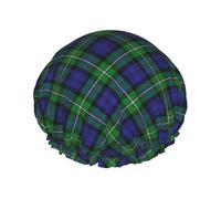 Gorro de ducha impermeable con banda elástica, gorro de ducha reutilizable de doble capa para mujer,Tartán de estilo escocés del clan Forbes