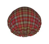 Gorro de ducha impermeable con banda elástica, gorro de ducha reutilizable de doble capa para mujer,Tartán del clan escocés Ogilvie Ogilvy