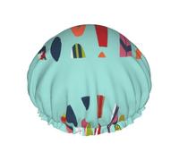 Gorro de ducha impermeable con banda elástica, gorro de ducha reutilizable de doble capa para mujer,Tablas de surf