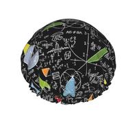 Gorro de ducha impermeable con banda elástica, gorro de ducha reutilizable de doble capa para mujer,Tesoros eternos de las matemáticas