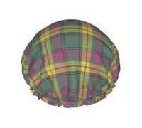 Gorro de ducha impermeable con banda elástica, gorro de ducha reutilizable de doble capa para mujer,Tartán antiguo de MacMillan