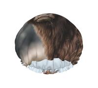 Gorro de ducha impermeable con banda elástica, gorro de ducha reutilizable de doble capa para mujer,Vaca de las Tierras Altas, fauna escocesa