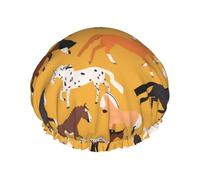 Gorro de ducha impermeable con banda elástica, gorro de ducha reutilizable de doble capa para mujer,Varios tipos de caballos