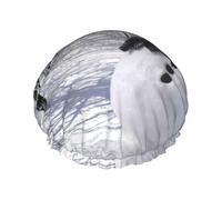 Gorro de ducha impermeable de doble capa con diseño de árbol blanco y muñecos de nieve, multiescena, multiusos, apto para adultos, niños y mujeres