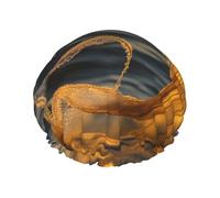 Gorro de ducha impermeable de doble capa con estampado de cola de sirena para mujeres y hombres, reutilizable, banda elástica