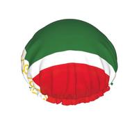 Gorro de ducha impermeable de doble capa con estampado de la bandera de la República de Chechenia, para mujeres y hombres, reutilizable, banda elástica