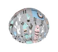 Gorro de ducha impermeable de doble capa con estampado de llama, para mujeres y hombres, reutilizable, banda elástica