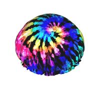 Gorro de ducha impermeable de doble capa con estampado de tribu exótica, para mujeres y hombres, reutilizable, banda elástica
