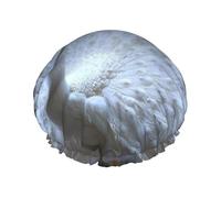 Gorro de ducha impermeable de doble capa con pavo real blanco para mujeres y hombres, protección del cabello para baño, máscaras faciales, spa