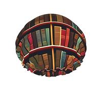 Gorro de ducha impermeable de doble capa para mujer, cuenta con ajuste seguro antideslizante, fácil mantenimiento y reutilizable, biblioteca de biblioteca