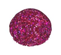 Gorro de ducha impermeable de doble capa para mujer, cuenta con ajuste seguro antideslizante, fácil mantenimiento y patrón de purpurina reutilizable