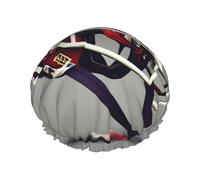 Gorro de ducha impermeable de doble capa para mujer, cuenta con un ajuste seguro antideslizante, fácil mantenimiento y reutilizable con diseño de fútbol americano