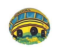 Gorro de ducha impermeable de doble capa para mujer, ligero, portátil y reutilizable, talla única que se adapta a la mayoría de formas de cabeza, autobús escolar