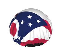 Gorro de ducha impermeable de tamaño grande con estampado de la bandera del estado de Ohio para mujeres y hombres, reutilizable, ligero y suave