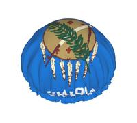 Gorro de ducha impermeable de tamaño grande con estampado de la bandera del estado de Oklahoma para mujeres y hombres, reutilizable, ligero y suave