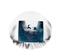 Gorro de ducha impermeable doble, cielo azul, copos de nieve, luna llena, ciervo de Papá Noel, gorro de ducha de moda reutilizable para mujeres, belleza, baño, cabello, spa, uso doméstico, hotel, vi