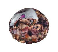 Gorro de ducha impermeable elástico de doble capa con diseño de Westie Bokeh West Highland White Terrier para perros, gorro de baño reutilizable