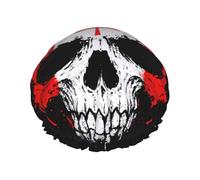 Gorro de ducha impermeable grande con estampado de calavera de Canadá, para mujer, pelo largo, lavable, banda elástica