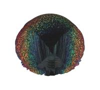 Gorro de ducha impermeable reutilizable con estampado holográfico de sueños, gorro de baño elástico de doble capa, gorro de ducha grande para mujeres de pelo largo