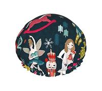 Gorro de ducha impermeable The Nutcracker con dobladillo elástico diseño Reversible para ducha gorro de dormir para todas las longitudes de cabello