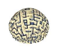 Gorro de ducha impreso con mapa del tesoro laberinto para hombre y mujer, reutilizable, doble capa, impermeable, duradero, transpirable