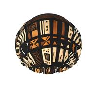 Gorro de ducha ligero de tela de barro africano con estampado tribal para mujeres y hombres, gorro reutilizable suave y gorro de baño