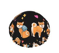Gorro de ducha lindo divertido Shiba Inu gorro de baño reutilizable gorro de ducha de baño elástico suave impermeable para gorras de cabello de todas las longitudes de cabello