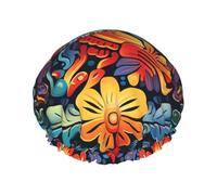 Gorro de ducha mexicano para mujer, reutilizable, impermeable, de doble capa, grande, lavable, con banda elástica, para el pelo, trenzas, para hombre
