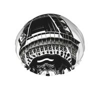 Gorro de ducha negro con estampado de la Torre Eiffel de París, gorro de ducha para mujer, reutilizable, impermeable, gorro de baño de secado rápido