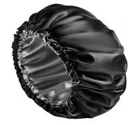 Gorro de ducha negro - Protector para el cabello reutilizable de 12,6 pulgadas, gorro de tela ajustable de doble capa | Protector de baño impermeable para mujeres y hombres, Camping, viajes, dormir no