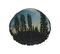 Gorro de ducha Night Sky with Trees con una doble capa de que mantiene tu cabello bien ya sea que los uses mientras te duchas o te bañas.