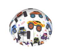 Gorro de ducha para ducha, diseño de Monster Trucks, 1 gorro de ducha de doble capa, reutilizable, impermeable, gorro de ducha grande para mujer, gorro de ducha para ducha con forro de Peva y cuerda
