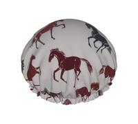 Gorro de ducha para el pelo - Dibujado a mano moderno Cool Horse_C Gorro de ducha grande reutilizable e impermeable, gorro de ducha de doble capa para mujer, gorro de pelo para ducha con forro de Peva