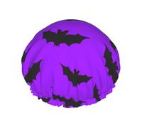 Gorro de ducha para el pelo, diseño de murciélagos violentos para Halloween, gorro de ducha de doble capa, reutilizable, resistente al agua, gorro de ducha grande para mujer, gorro para ducha con