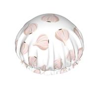 Gorro de ducha para el pelo, divertido diente de ajo, gorro de ducha de doble capa, reutilizable, impermeable, gorro de ducha grande para mujer, gorro de ducha para ducha con forro de Peva y cuerda