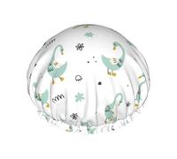 Gorro de ducha para el pelo - Gorro de ducha grande bohemio verde pato reutilizable, impermeable, gorro de ducha de doble capa para mujer, gorro de ducha para ducha con forro de Peva y cuerda elástica